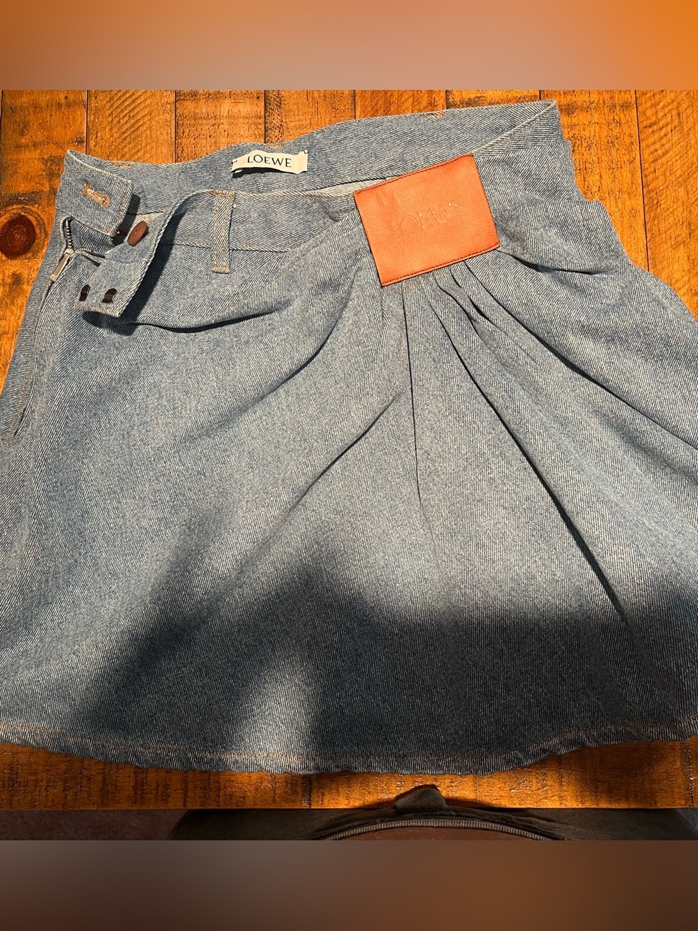 Loewe Blue Denim skirt with Brown Leather Logo Patch - Picture 4 of 11